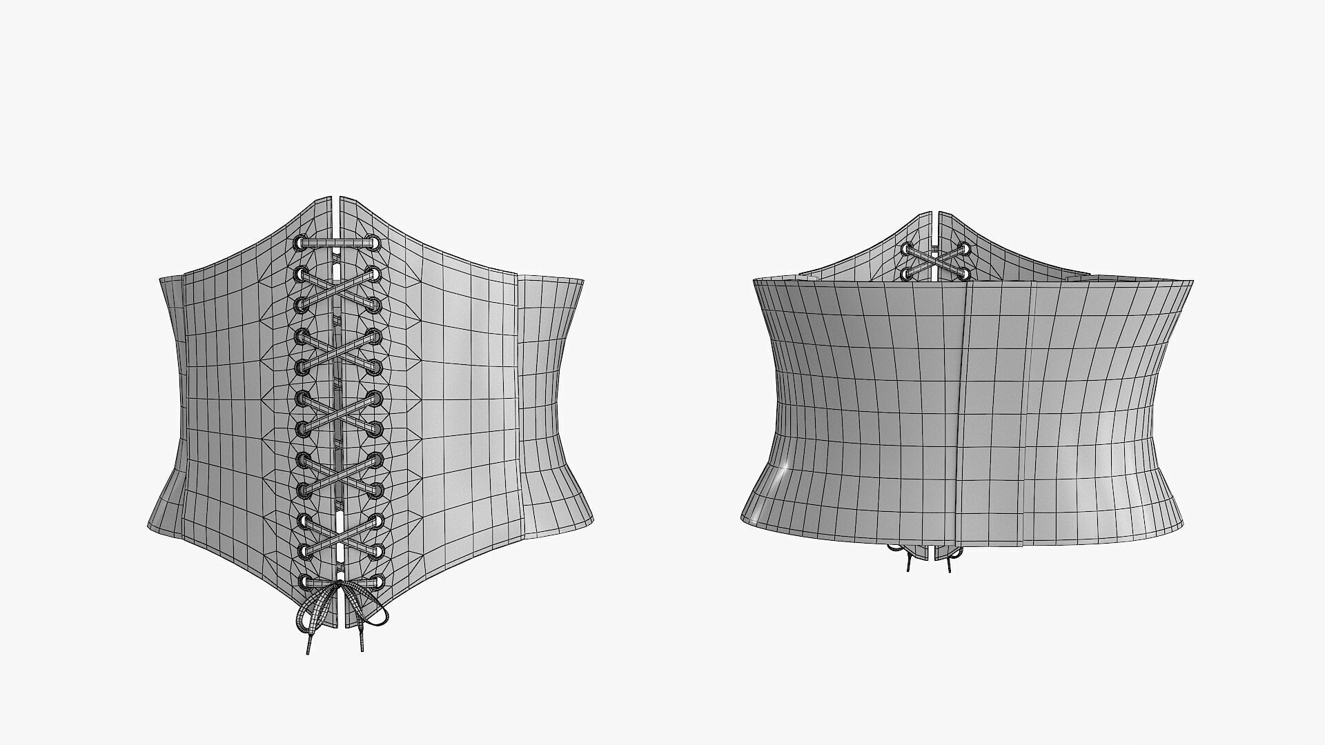 Corset Leather Low-poly 3D model_13
