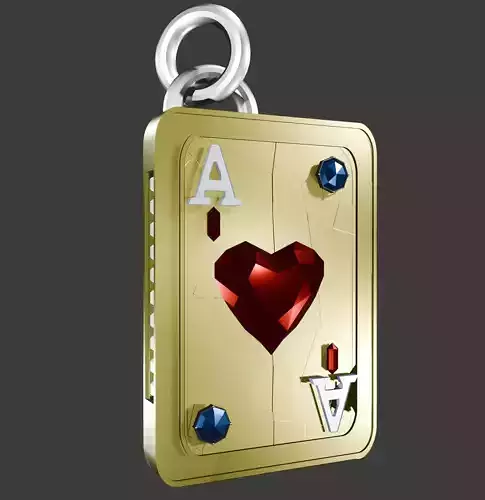 Gold Ace of Hearts 3D