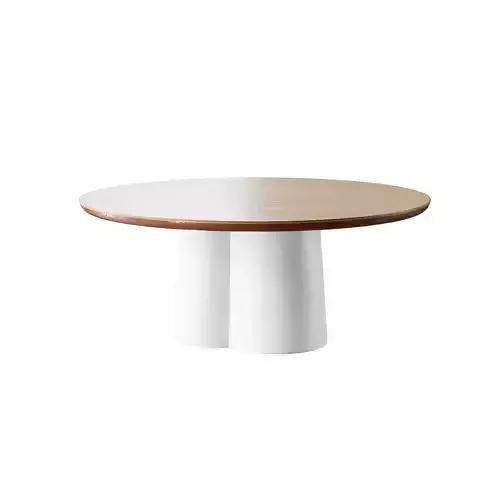 Polly Round Natural Coffee Table - White