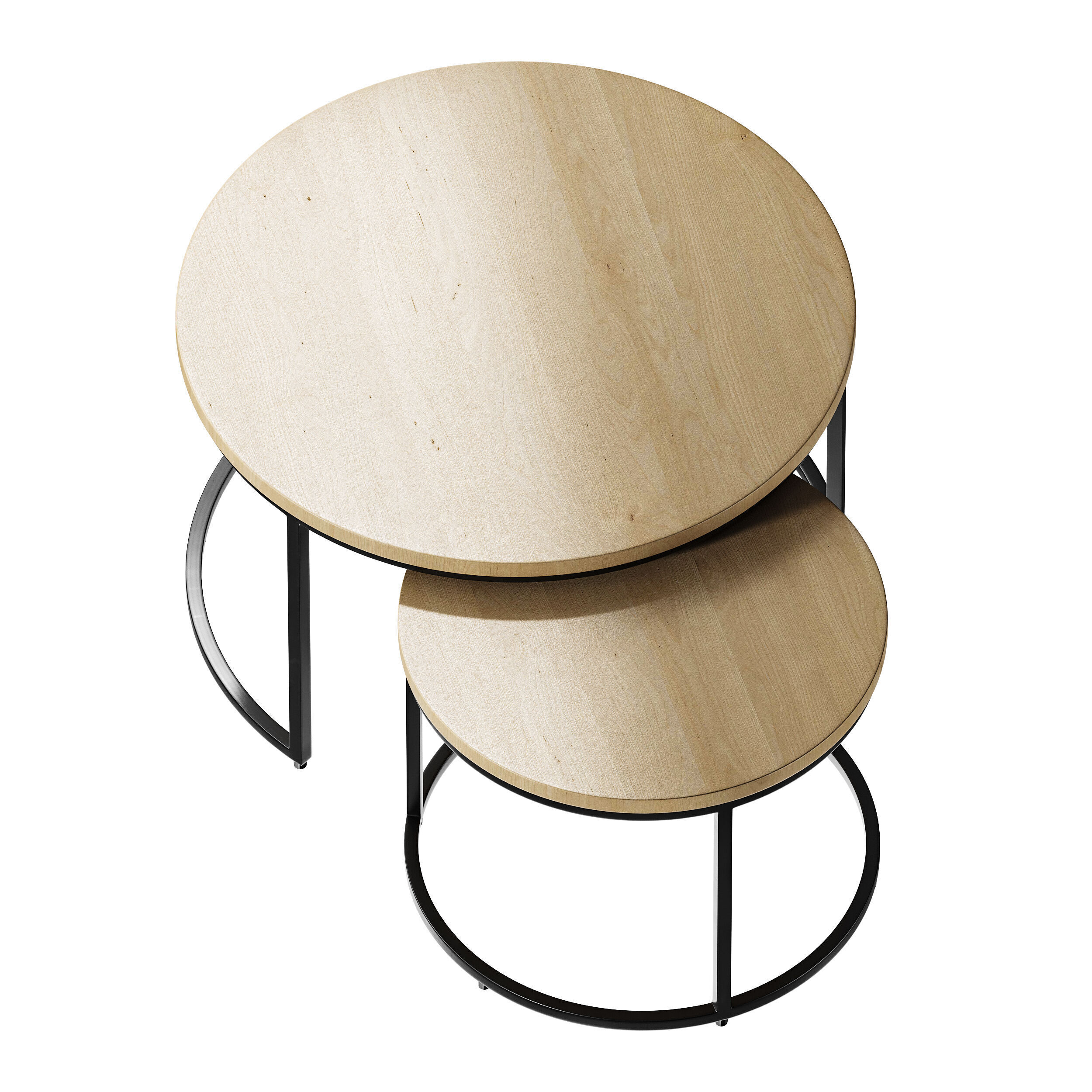 Set of 2 oak nesting coffee tables 3D model_8