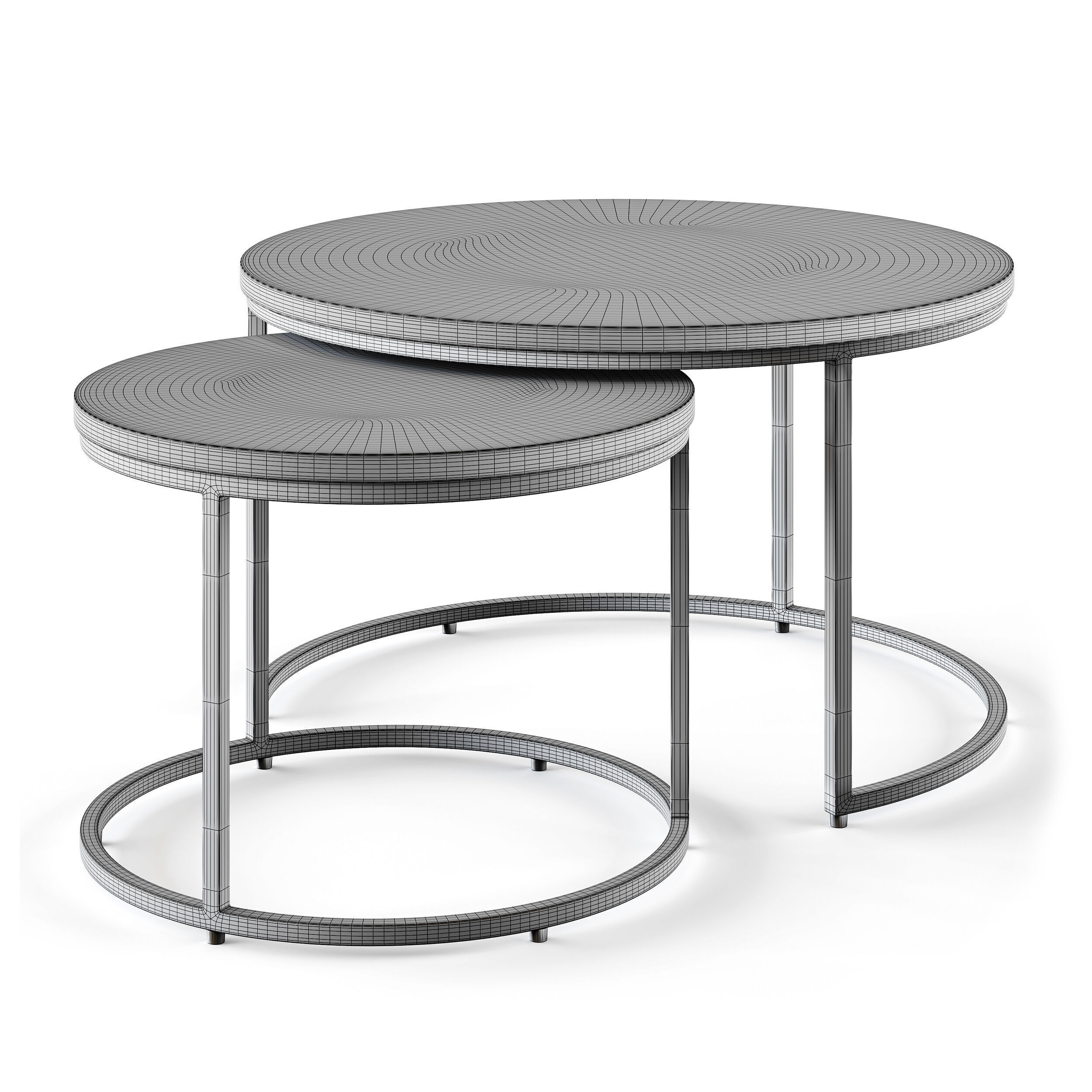 Set of 2 oak nesting coffee tables 3D model_13