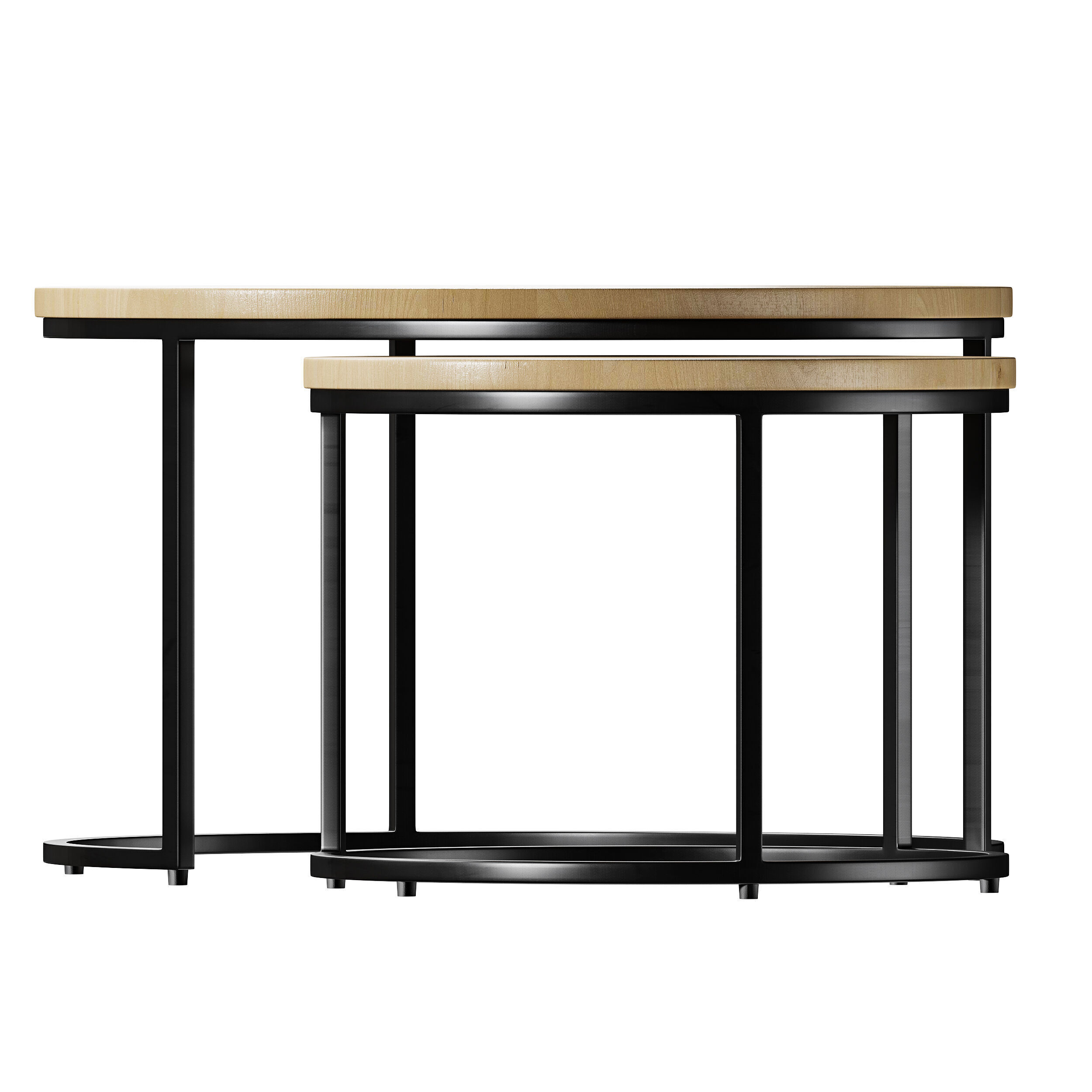 Set of 2 oak nesting coffee tables 3D model_5