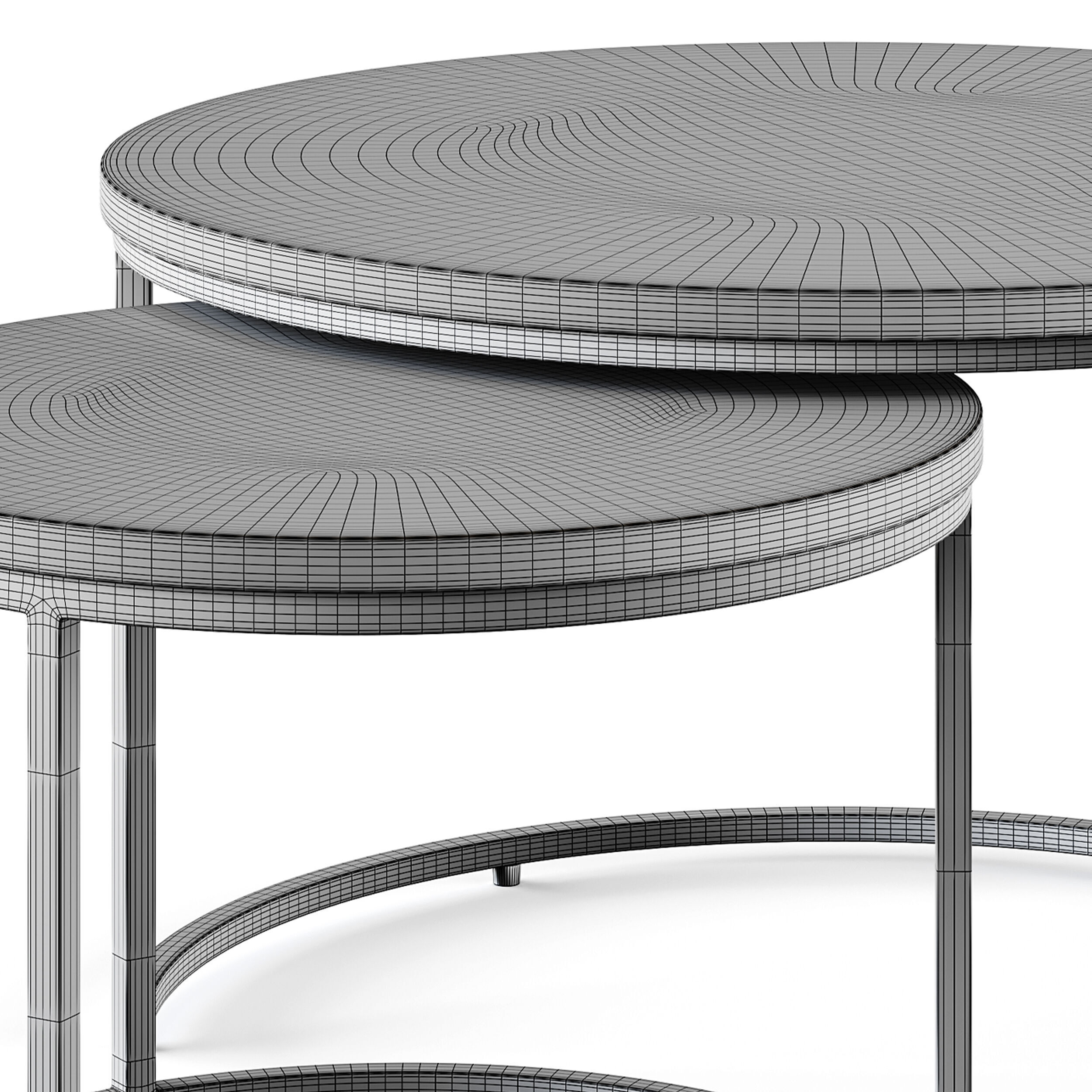 Set of 2 oak nesting coffee tables 3D model_14