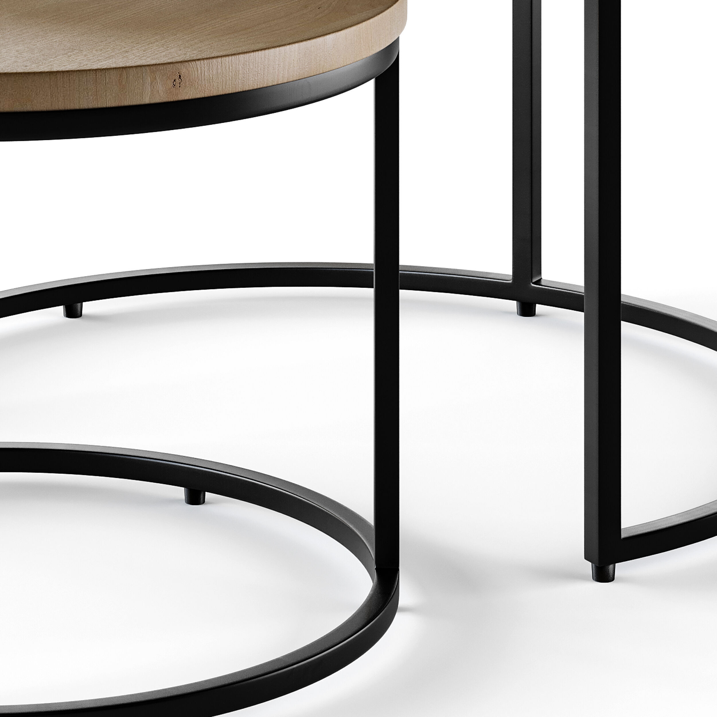 Set of 2 oak nesting coffee tables 3D model_4