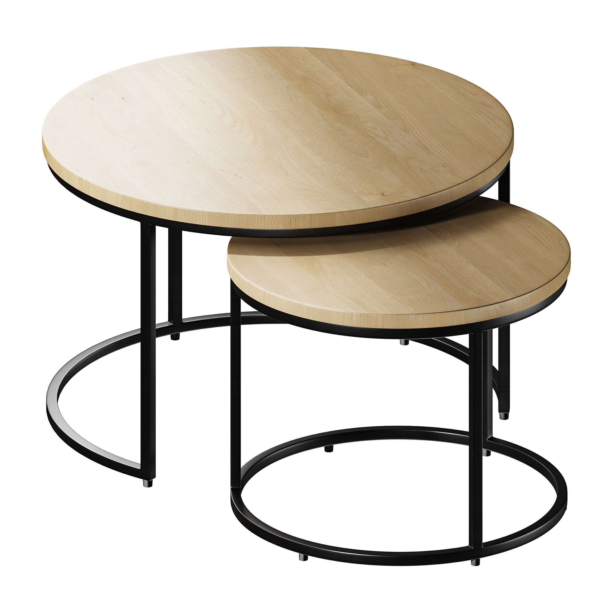 Set of 2 oak nesting coffee tables 3D model_7