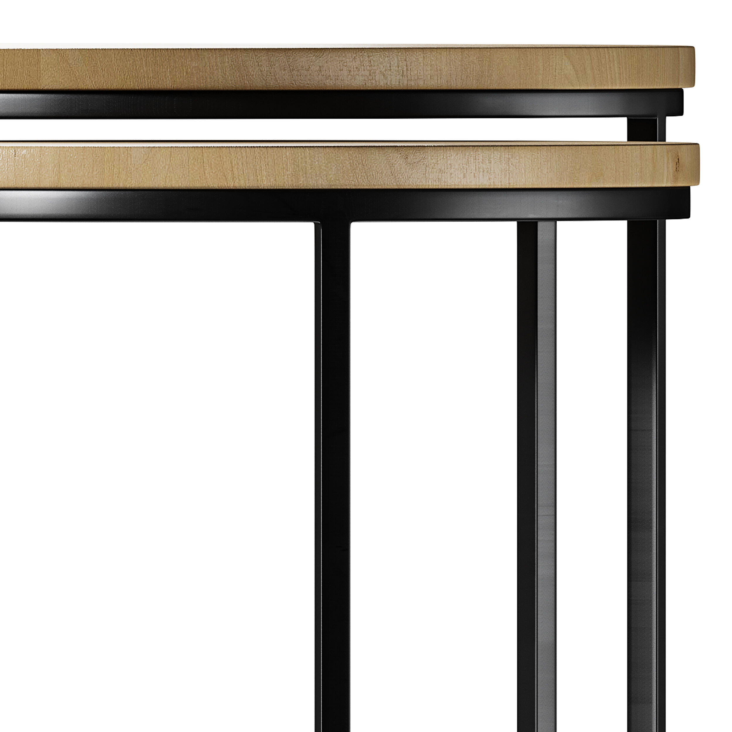 Set of 2 oak nesting coffee tables 3D model_2