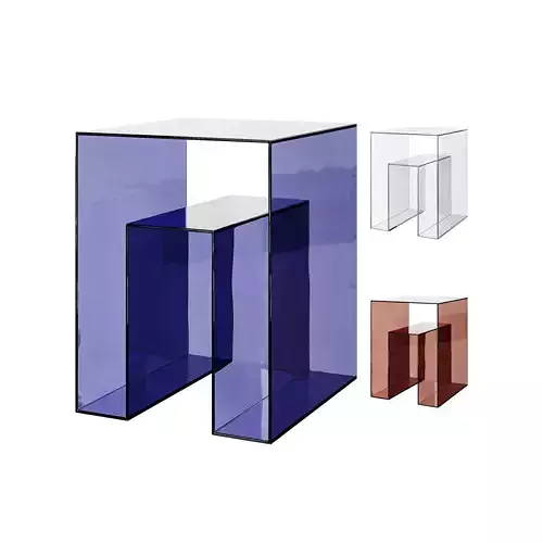 Square Acrylic Side Table - Acrylic - Storage