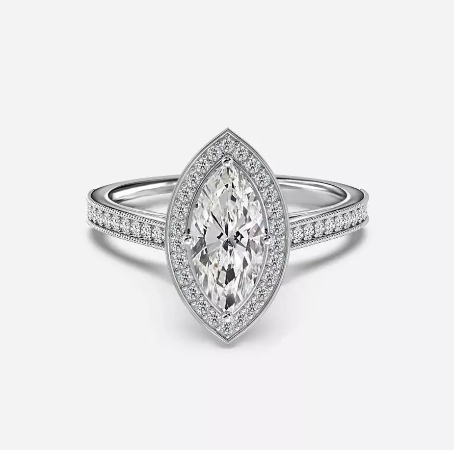 Halo Engagement Ring 02 3D print model