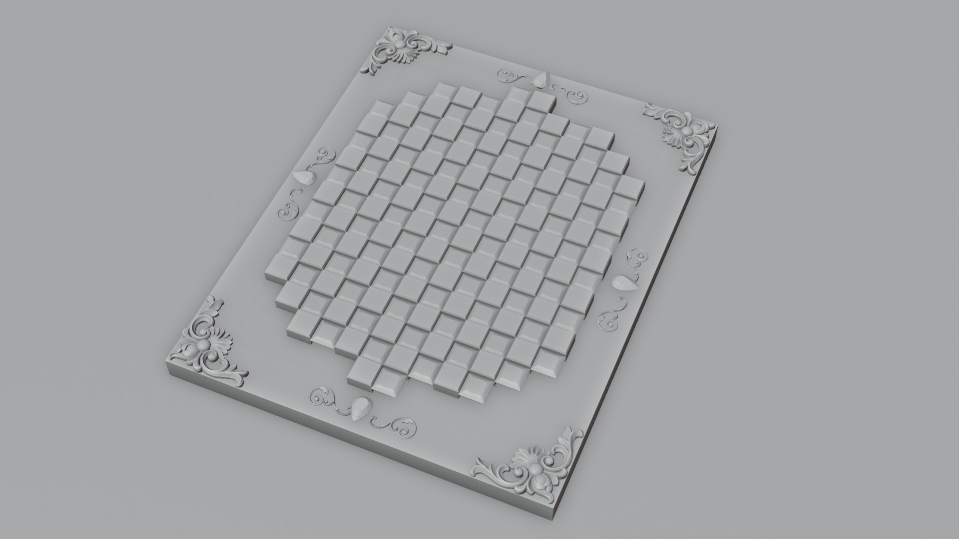 Golden Camelot Game Board with Gems 3D model_14