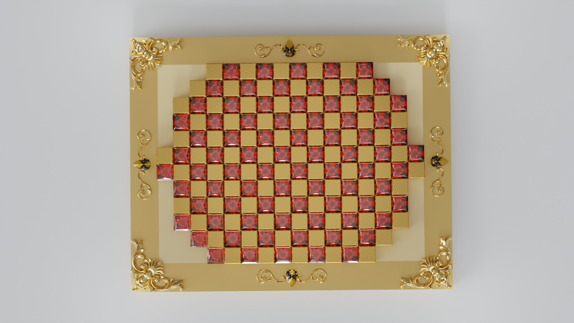 Golden Camelot Game Board with Gems 3D model_4