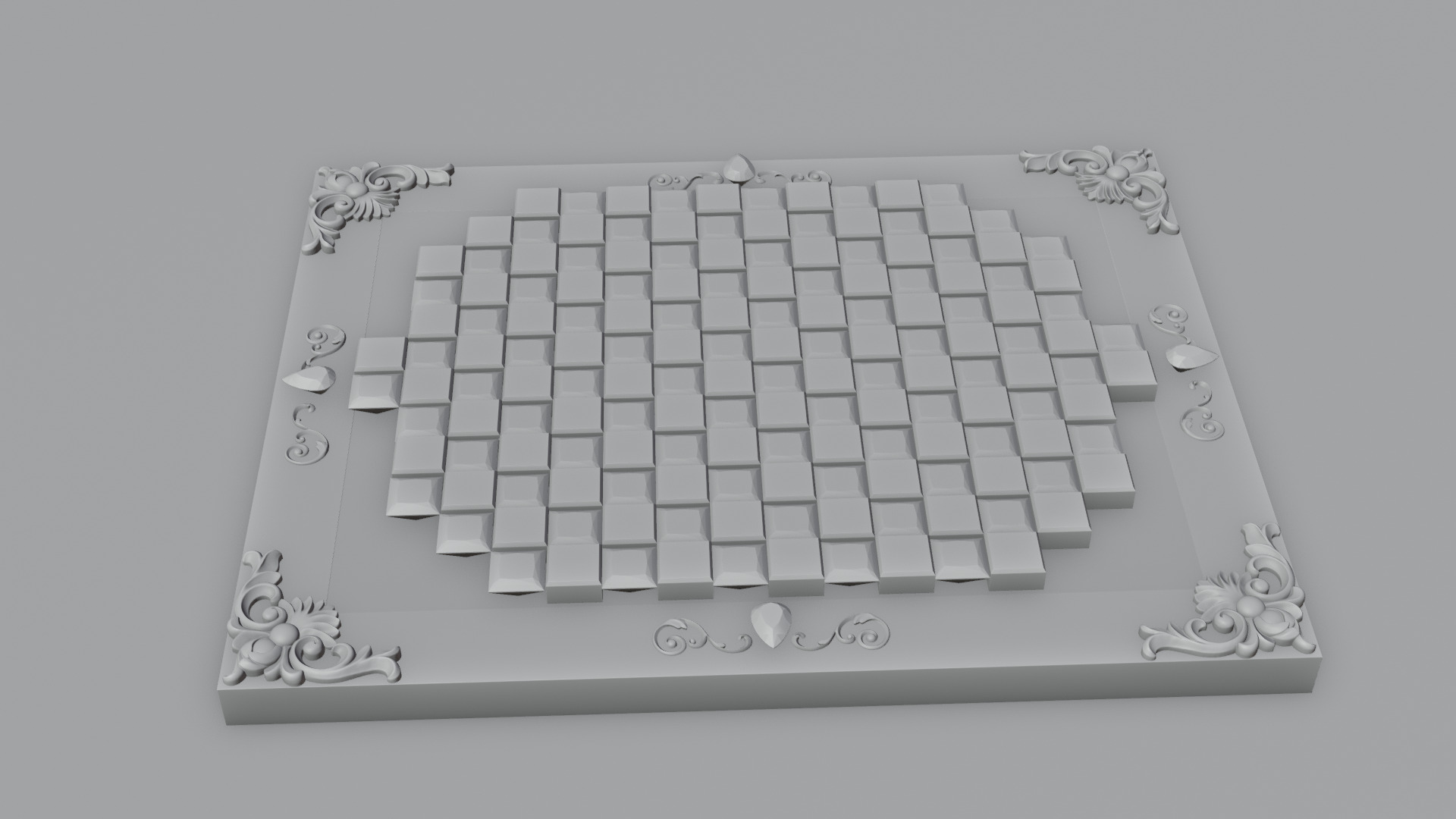 Golden Camelot Game Board with Gems 3D model_25