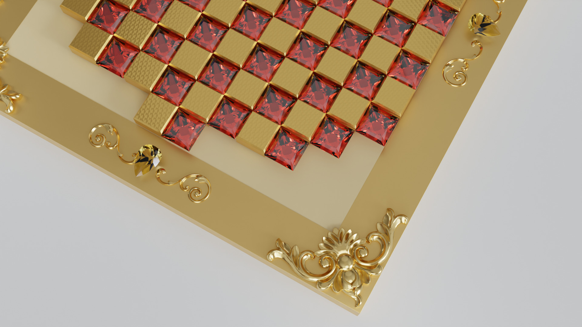 Golden Camelot Game Board with Gems 3D model_11