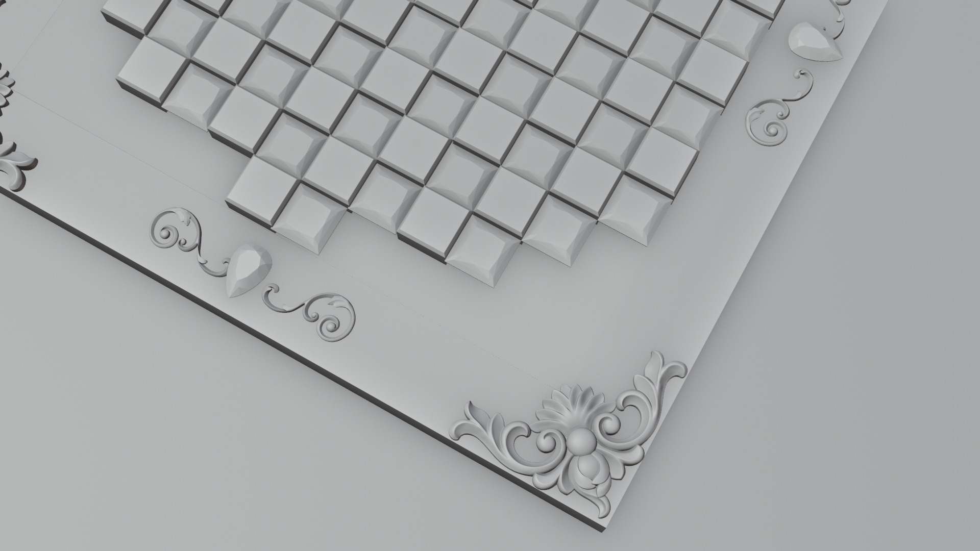 Golden Camelot Game Board with Gems 3D model_16