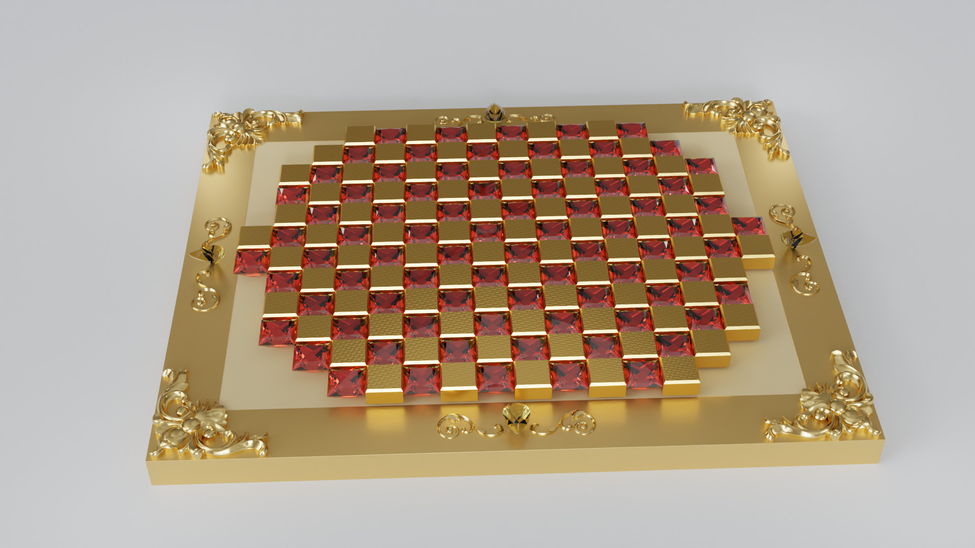 Golden Camelot Game Board with Gems 3D model_6