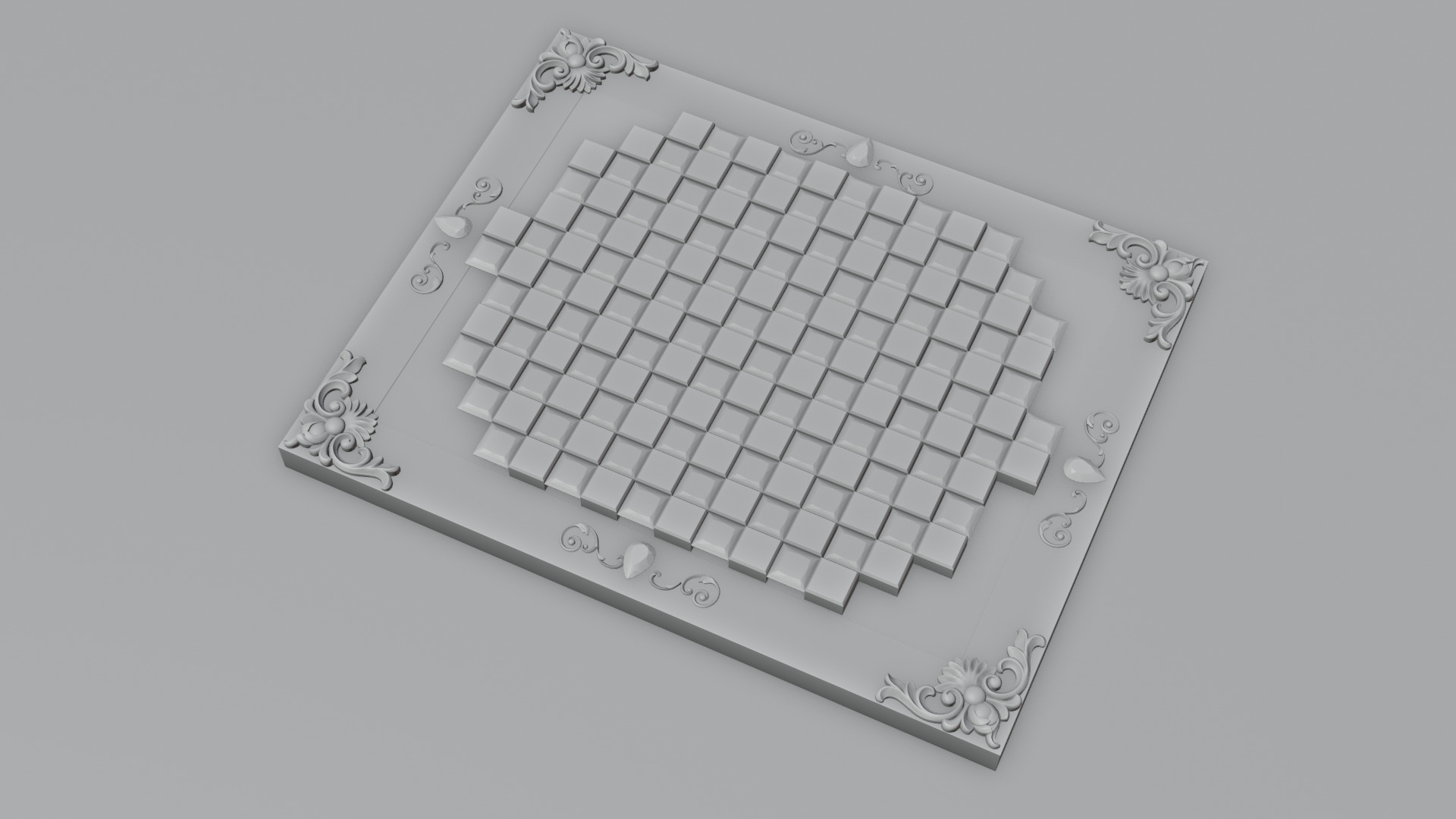 Golden Camelot Game Board with Gems 3D model_2