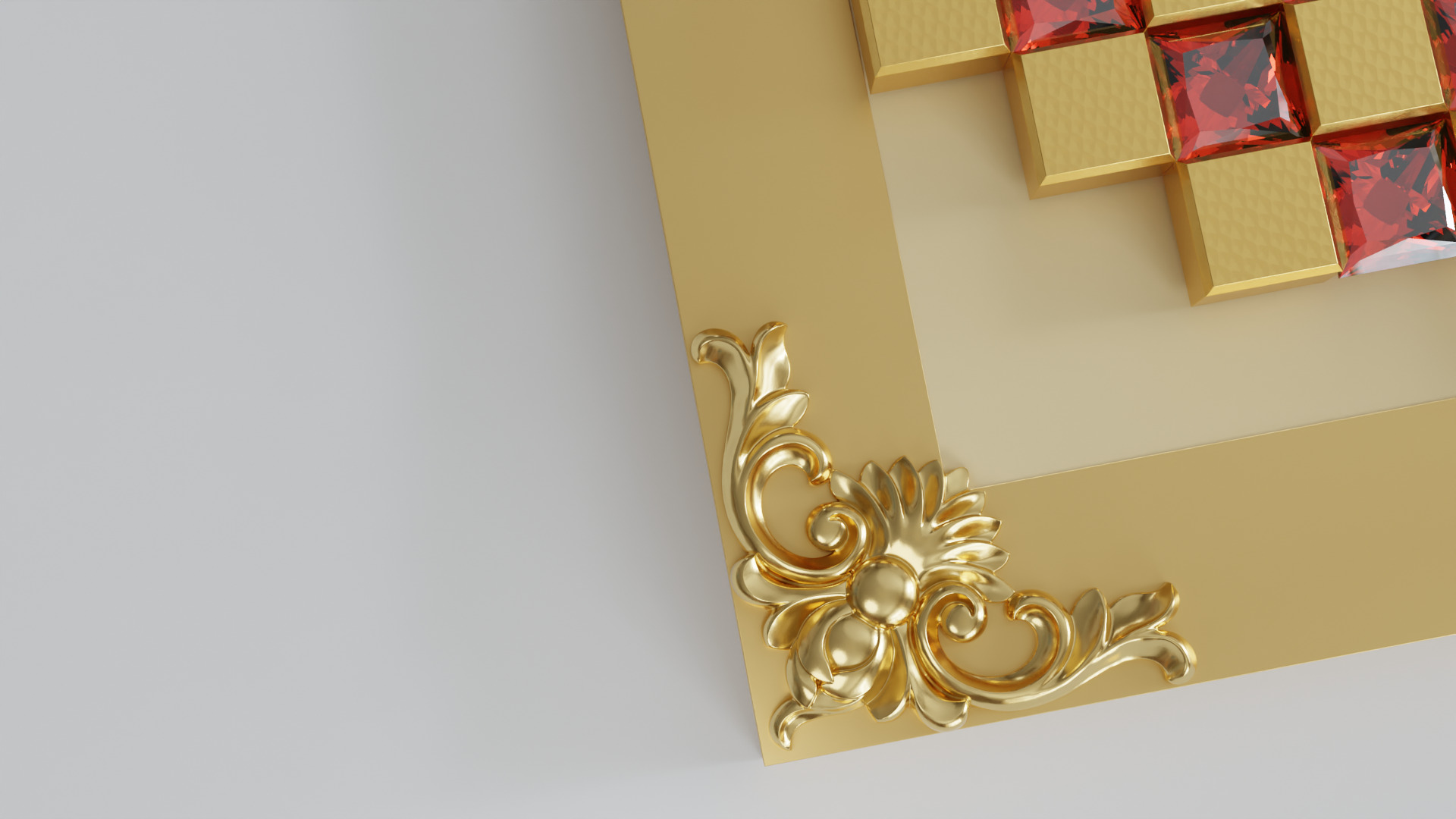 Golden Camelot Game Board with Gems 3D model_8