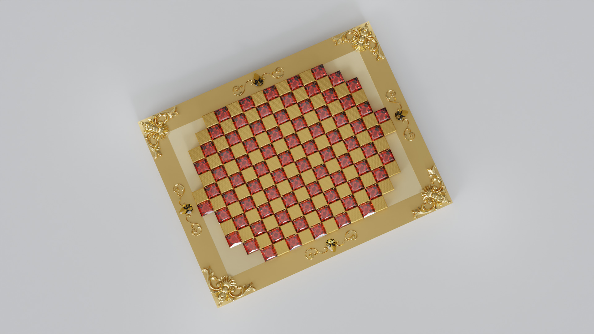 Golden Camelot Game Board with Gems 3D model_12