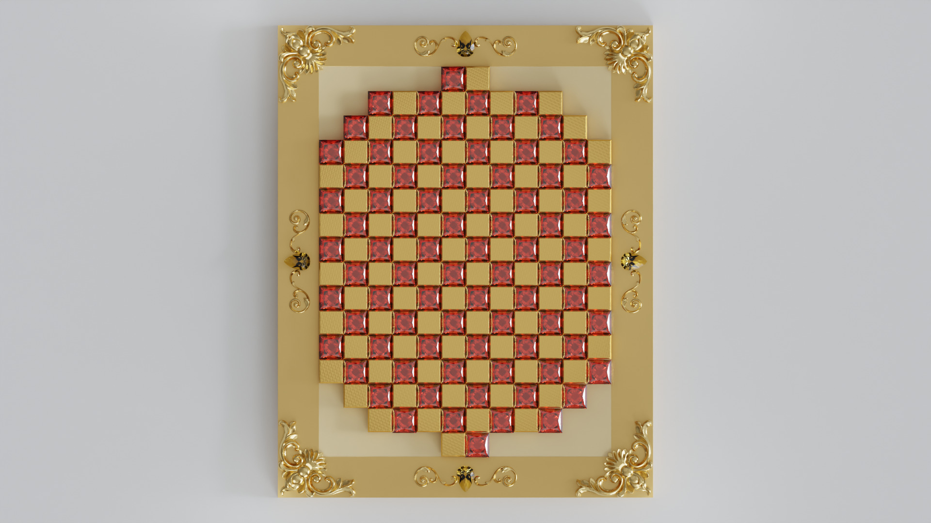 Golden Camelot Game Board with Gems 3D model_1