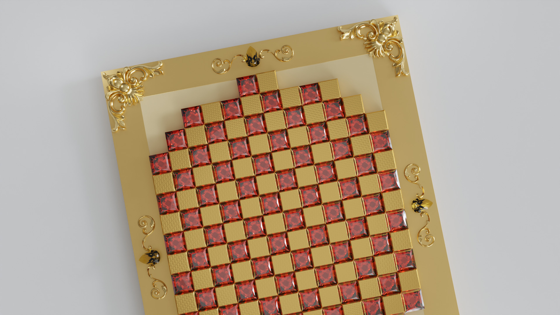 Golden Camelot Game Board with Gems 3D model_9