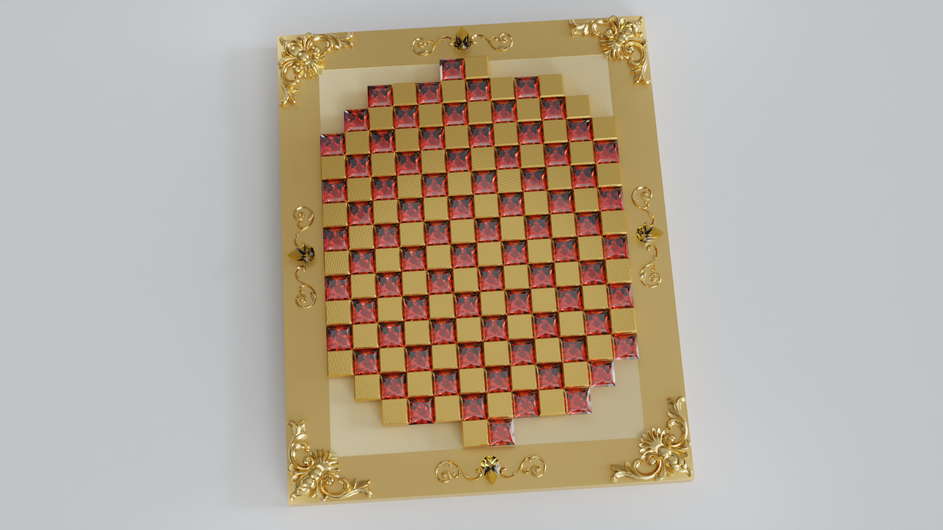 Golden Camelot Game Board with Gems 3D model_10