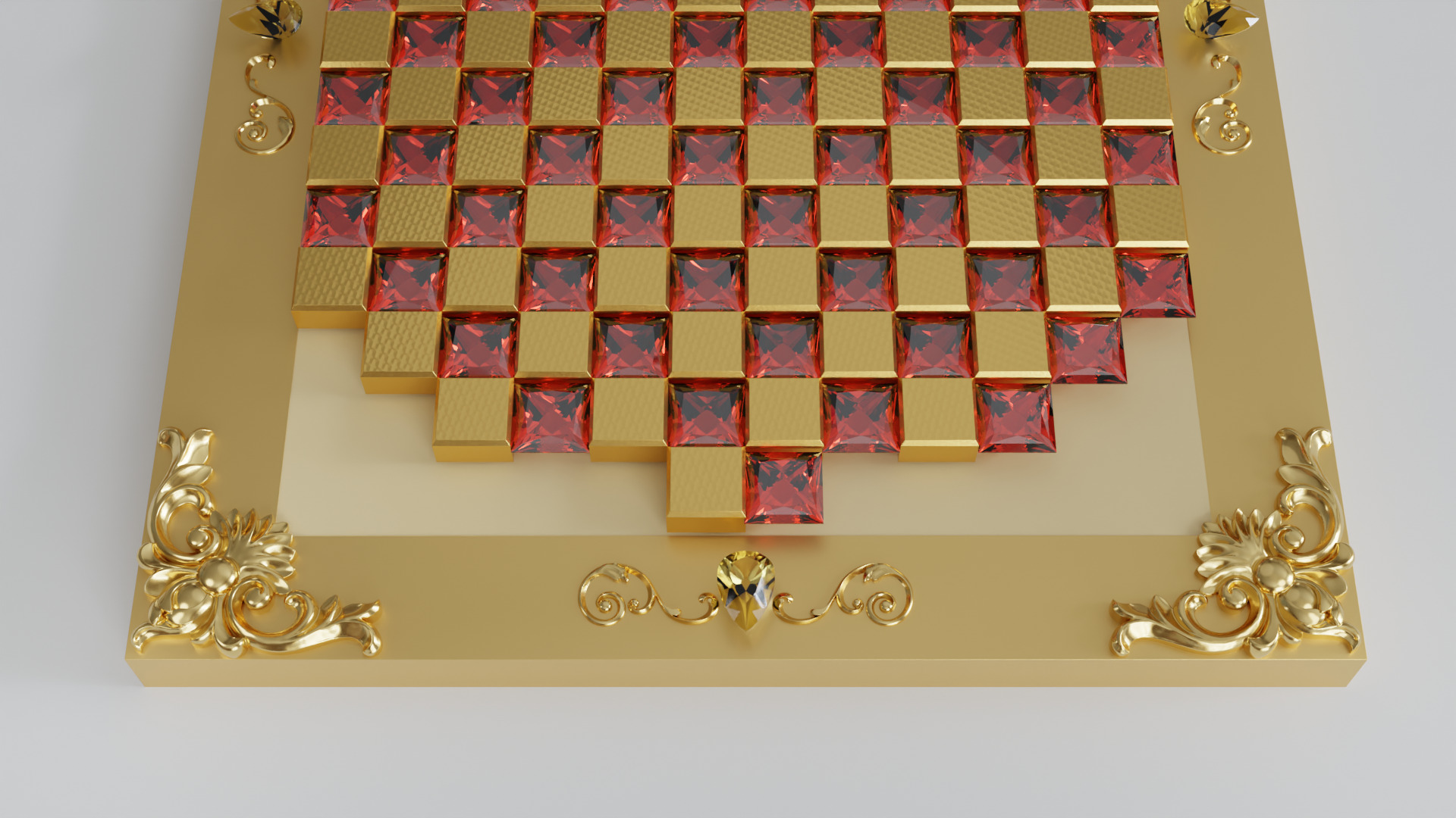 Golden Camelot Game Board with Gems 3D model_18
