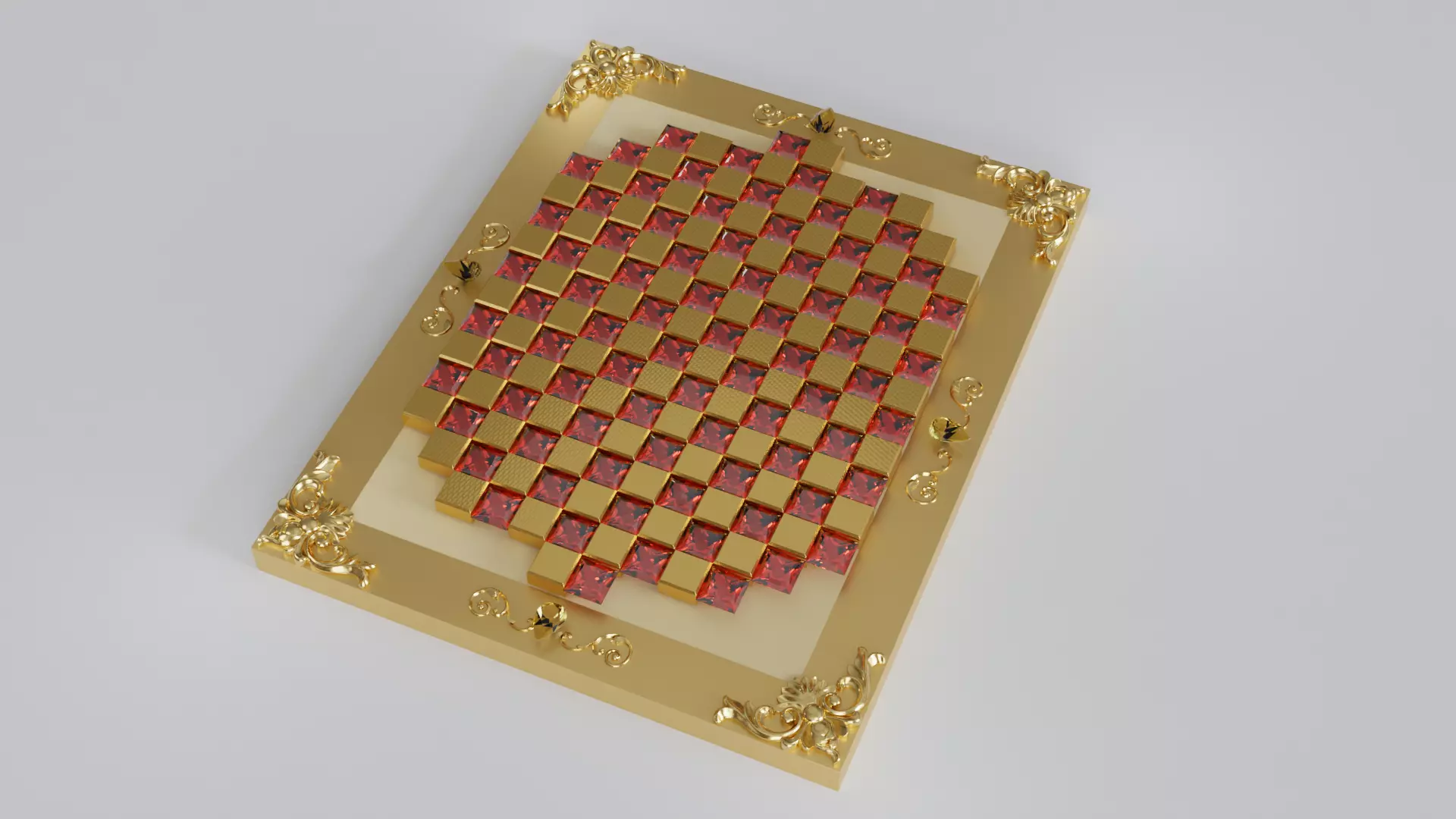Golden Camelot Game Board with Gems 3D model_0