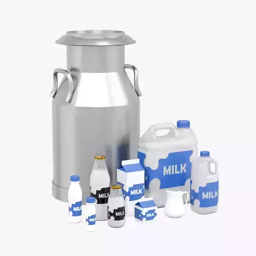 Milk Packaging Set - Tank Gallon Carton Bottle and Jug