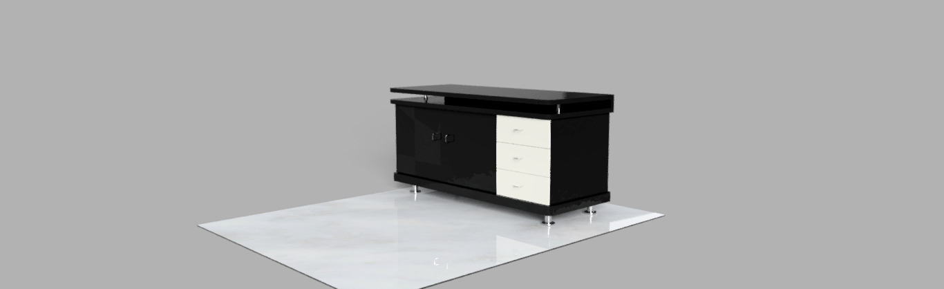 Modern Black and White Office Desk 3D Model Low-poly 3D model_1