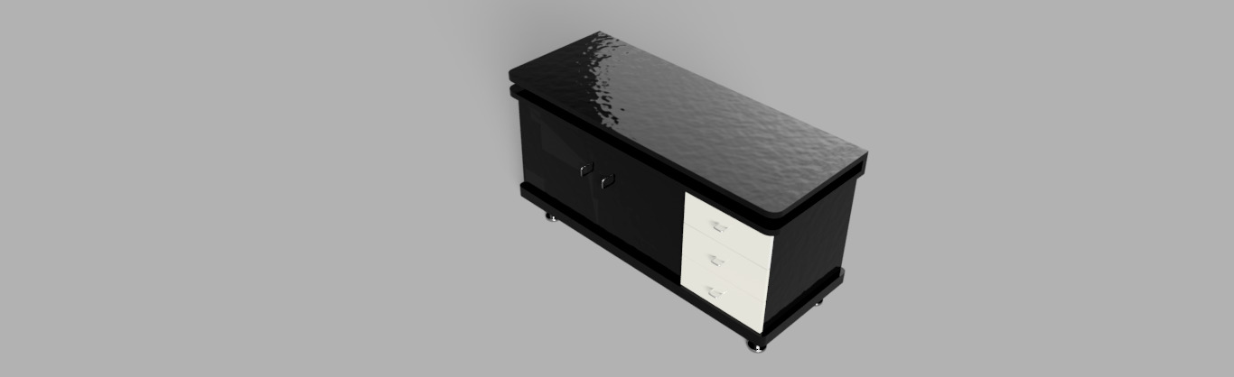 Modern Black and White Office Desk 3D Model Low-poly 3D model_4