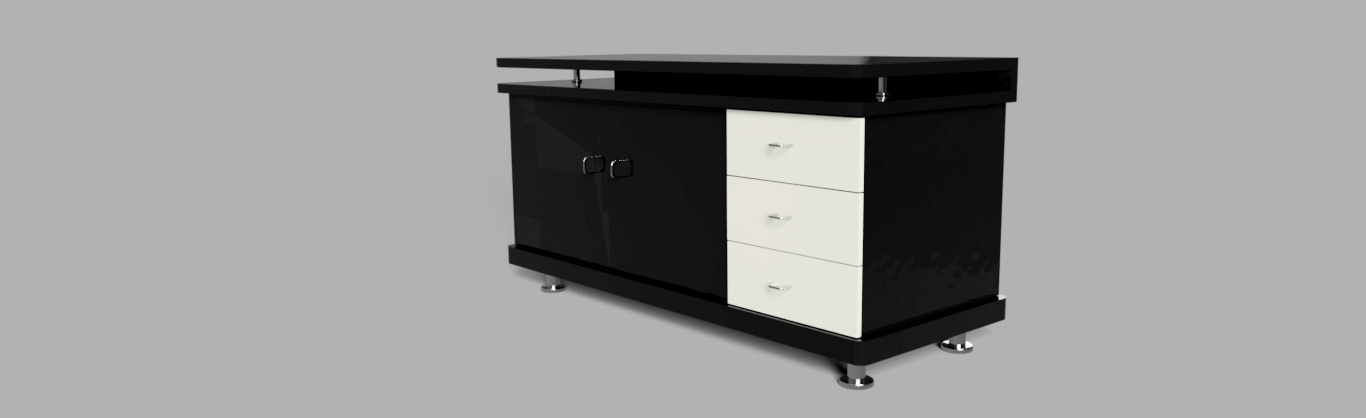 Modern Black and White Office Desk 3D Model Low-poly 3D model_5