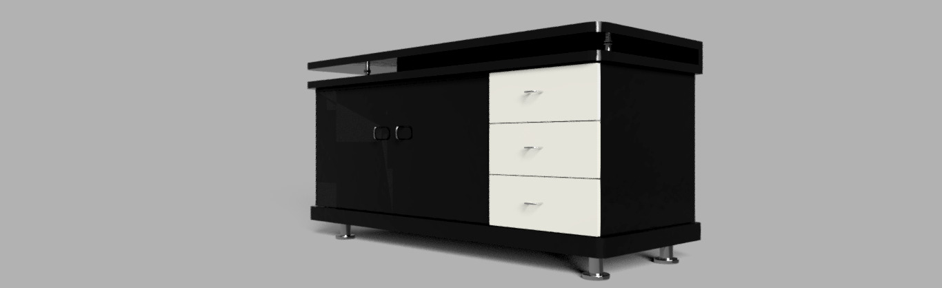 Modern Black and White Office Desk 3D Model Low-poly 3D model_2