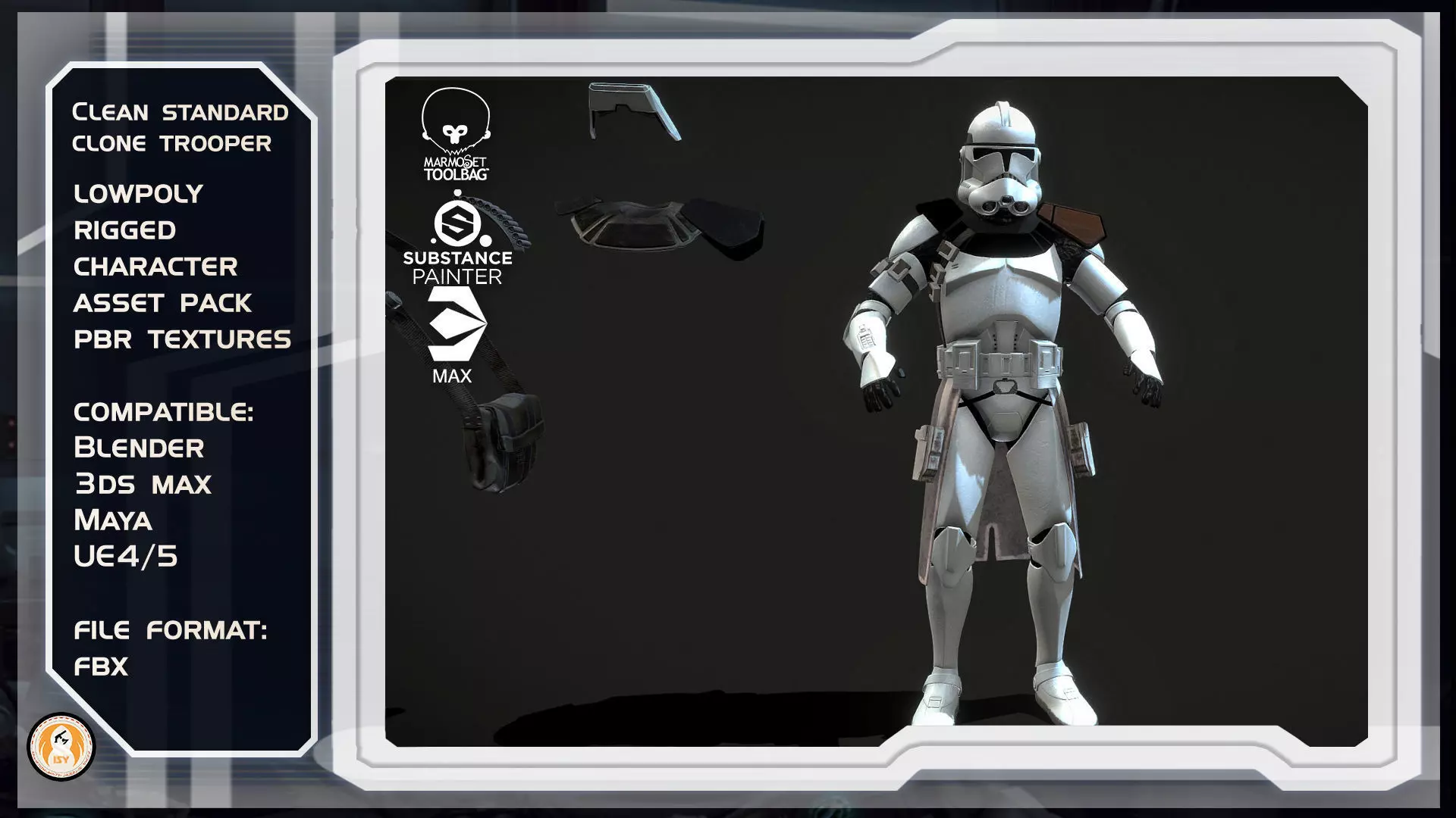 Clear standard clone trooper pack Low-poly 3D model_0