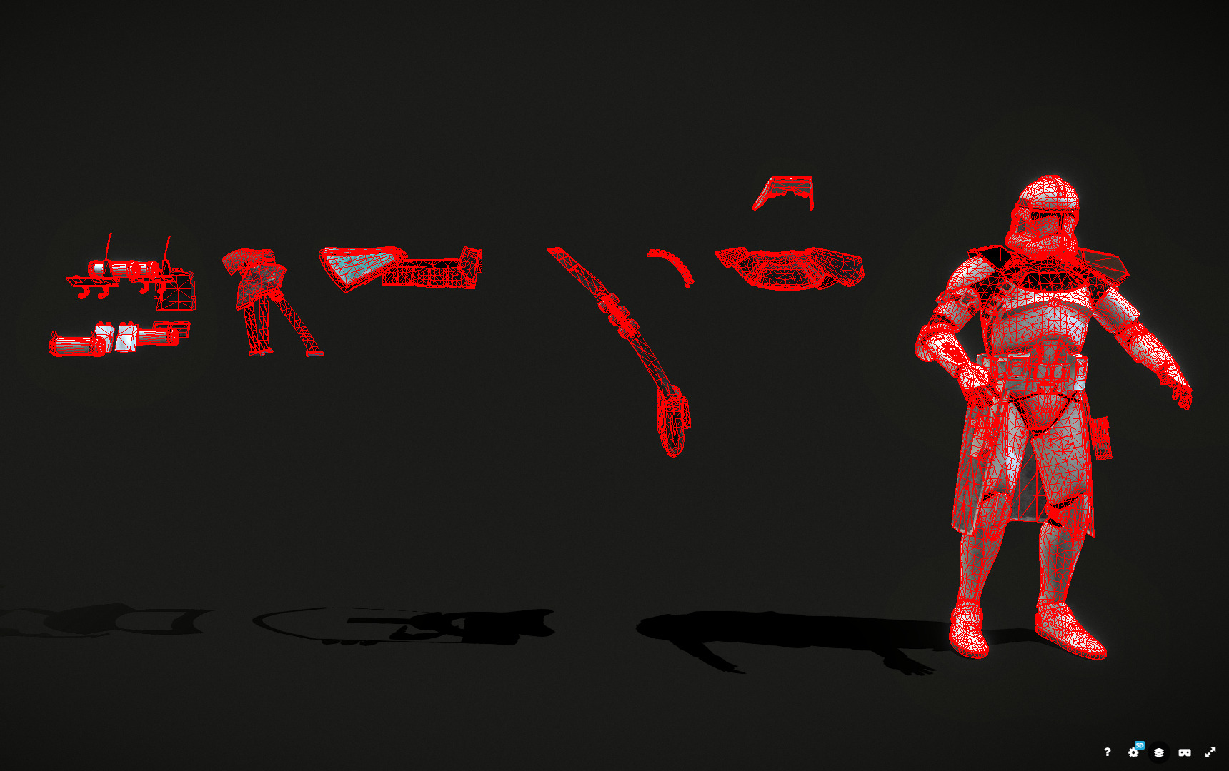 Clear standard clone trooper pack Low-poly 3D model_7