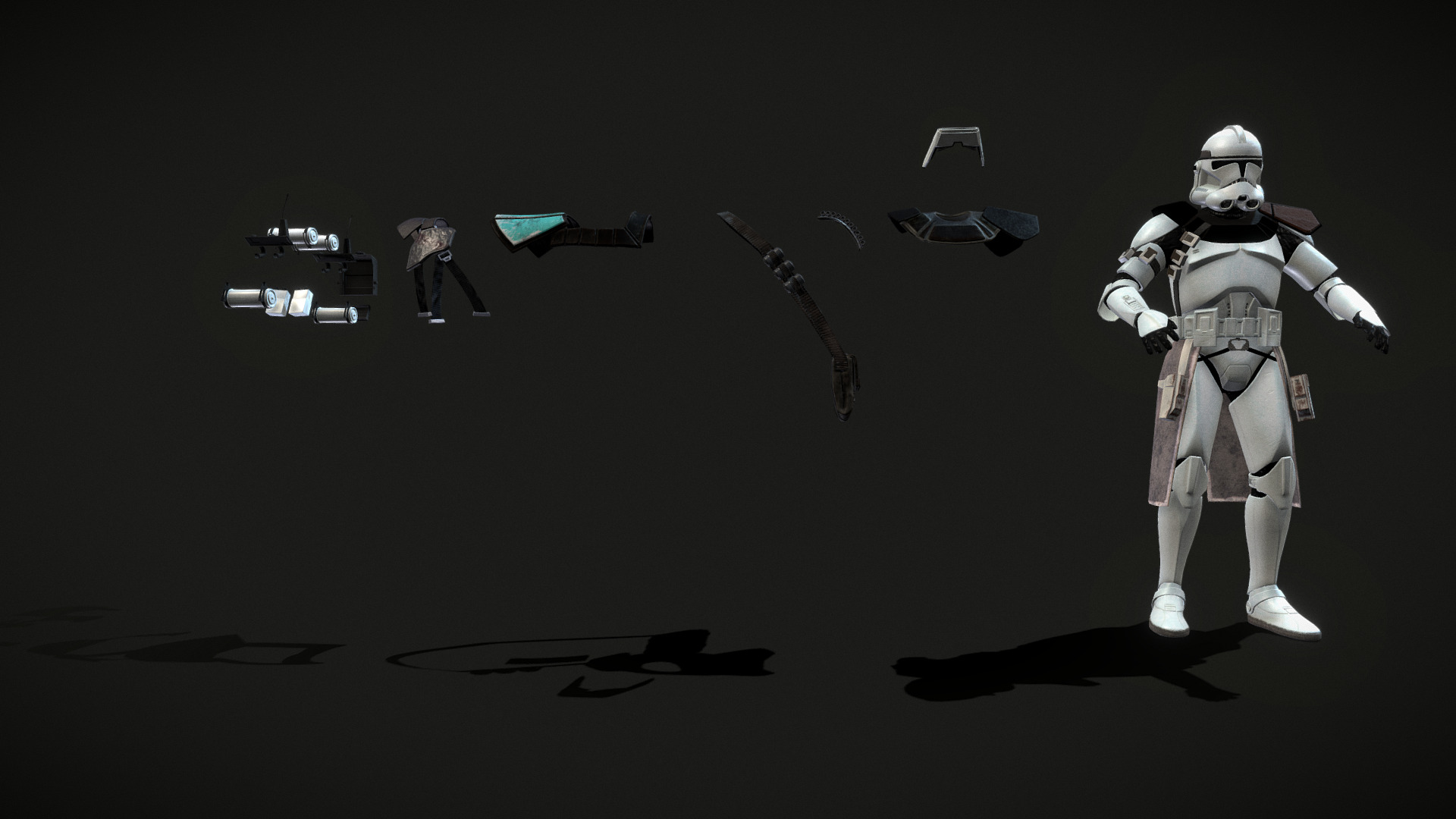 Clear standard clone trooper pack Low-poly 3D model_3