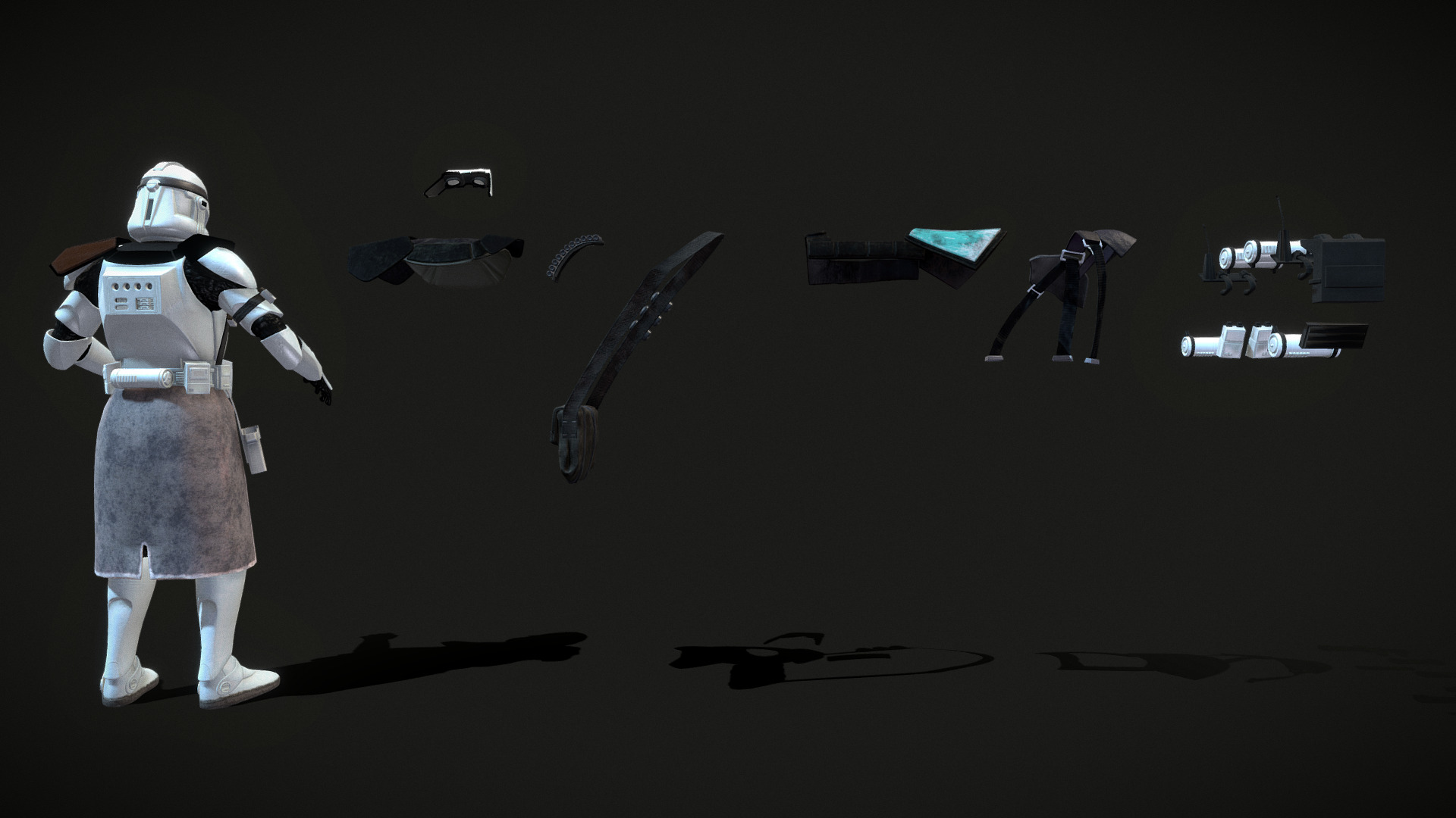 Clear standard clone trooper pack Low-poly 3D model_4