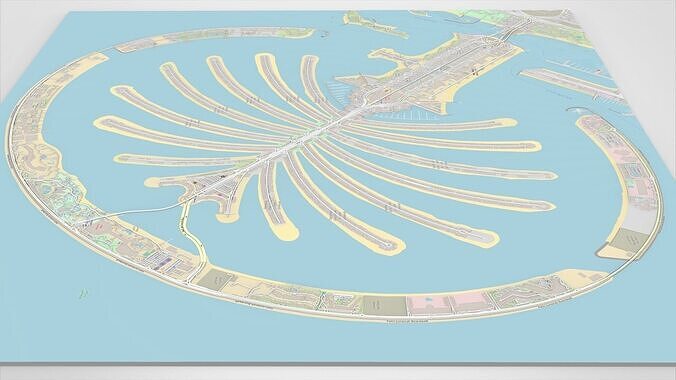 The Palm Jumeirah Island Dubai UAE Streets and roads 3D model