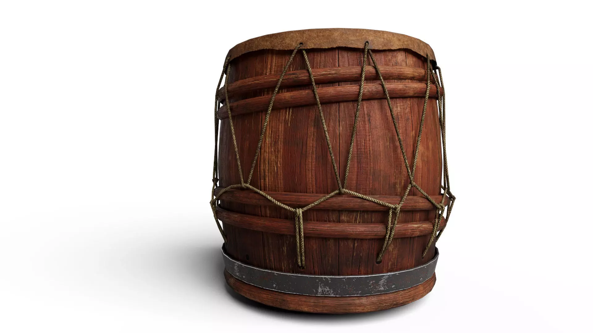 Traditional Barrel Drum Low-poly 3D model