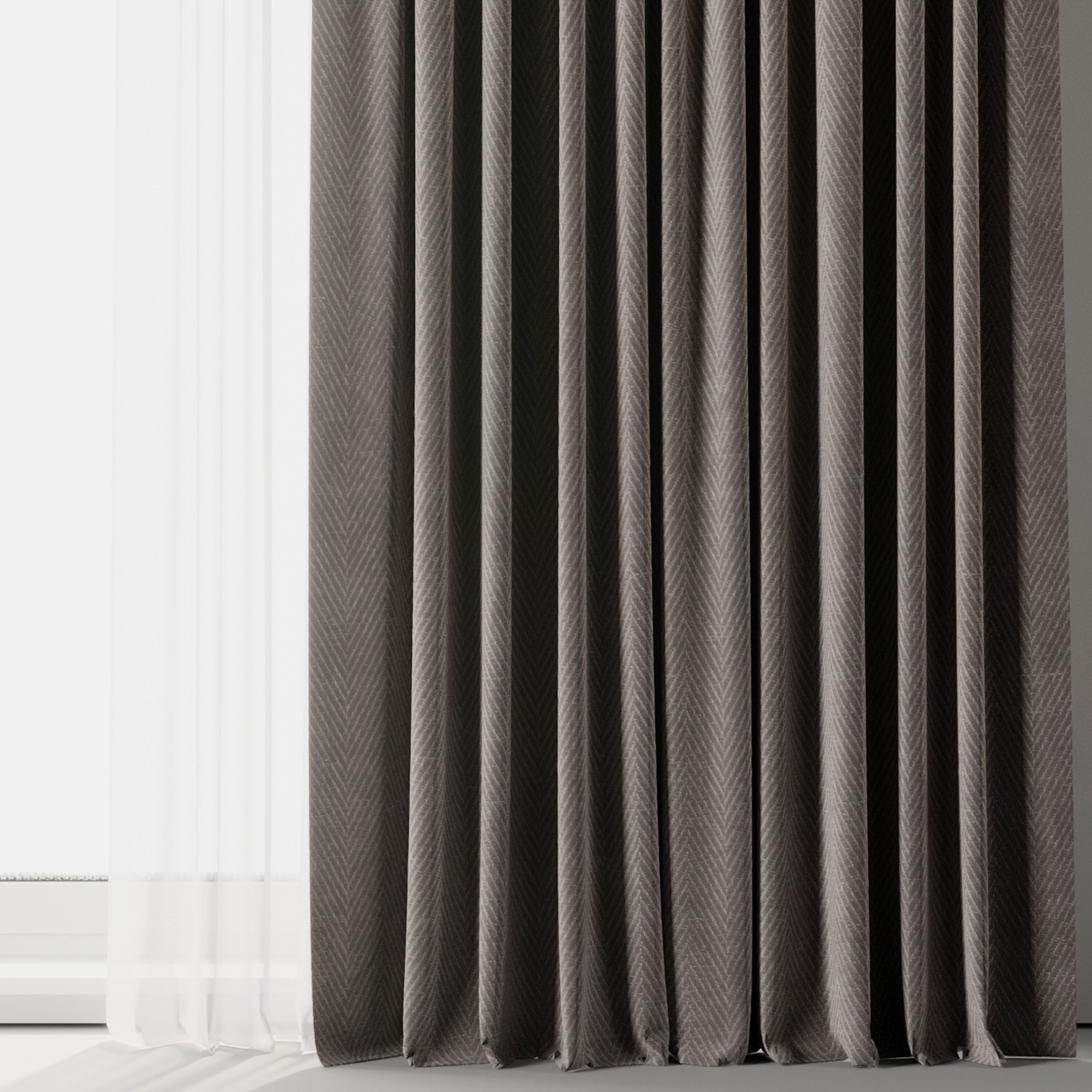 Rod Curtains with Roman blinds brown 20 HBH Low-poly 3D model_4