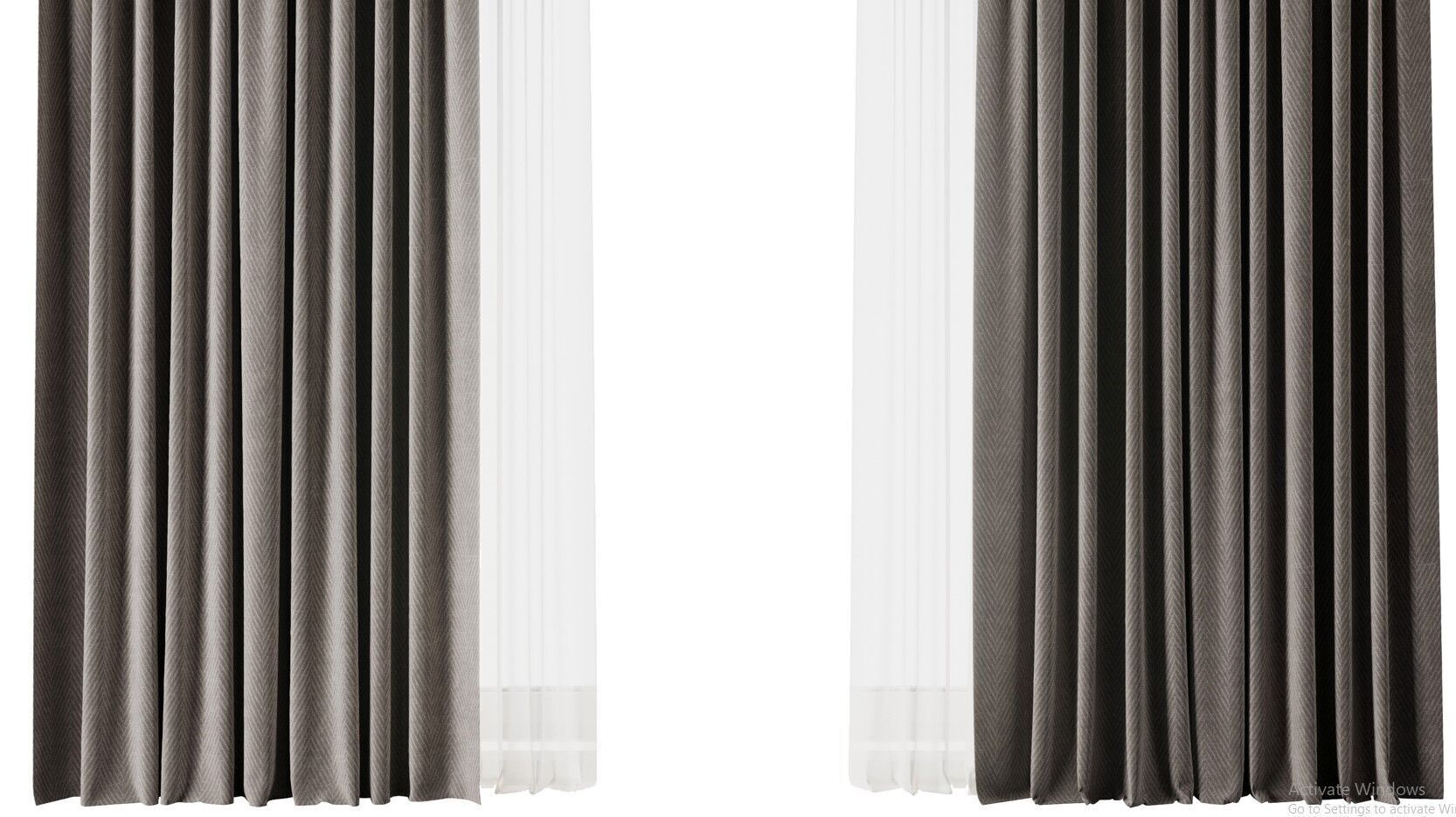 Rod Curtains with Roman blinds brown 20 HBH Low-poly 3D model_7