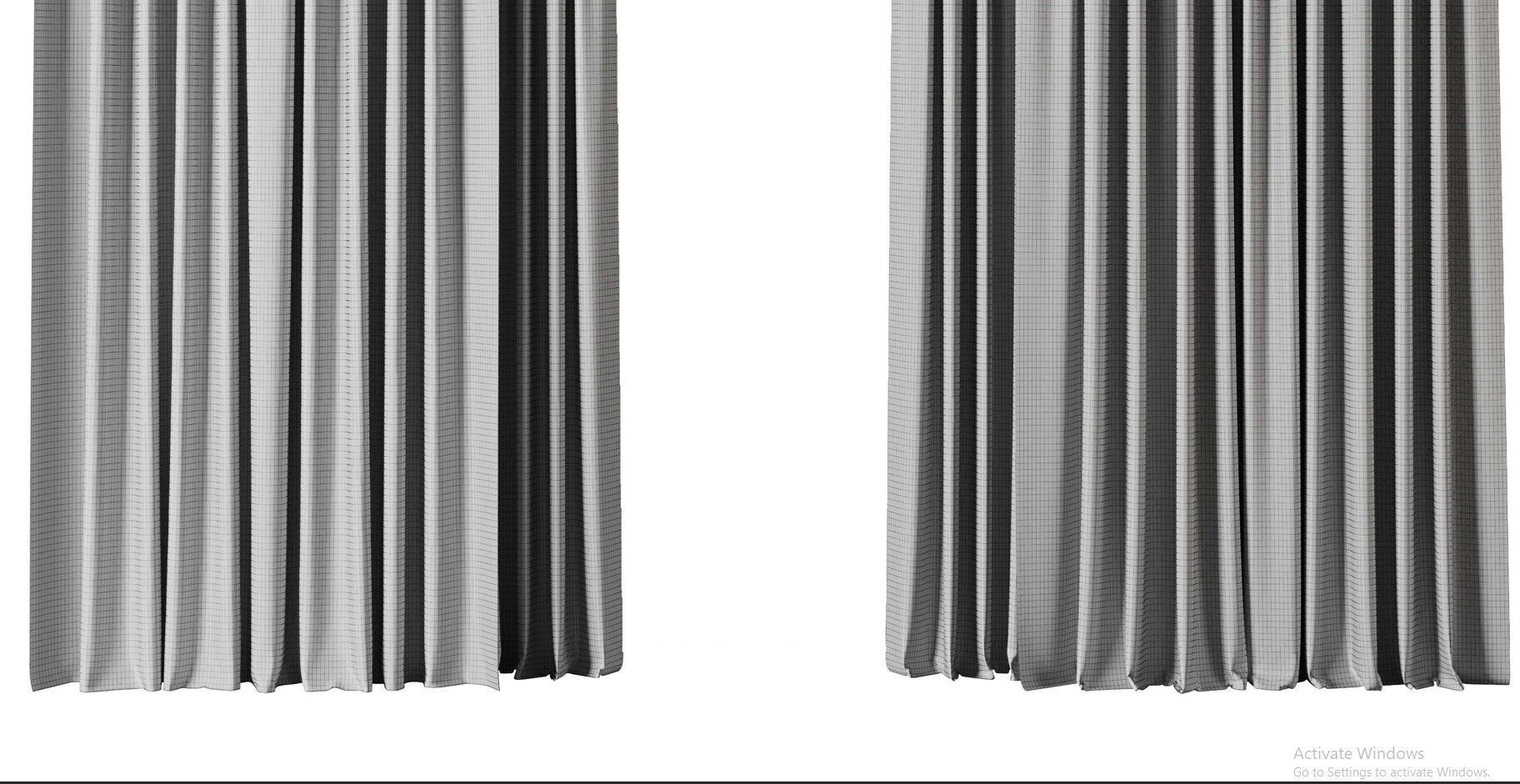 Rod Curtains with Roman blinds brown 20 HBH Low-poly 3D model_11