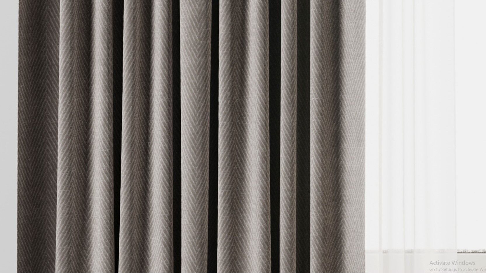 Rod Curtains with Roman blinds brown 20 HBH Low-poly 3D model_8
