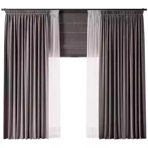 Rod Curtains with Roman blinds brown 20 HBH