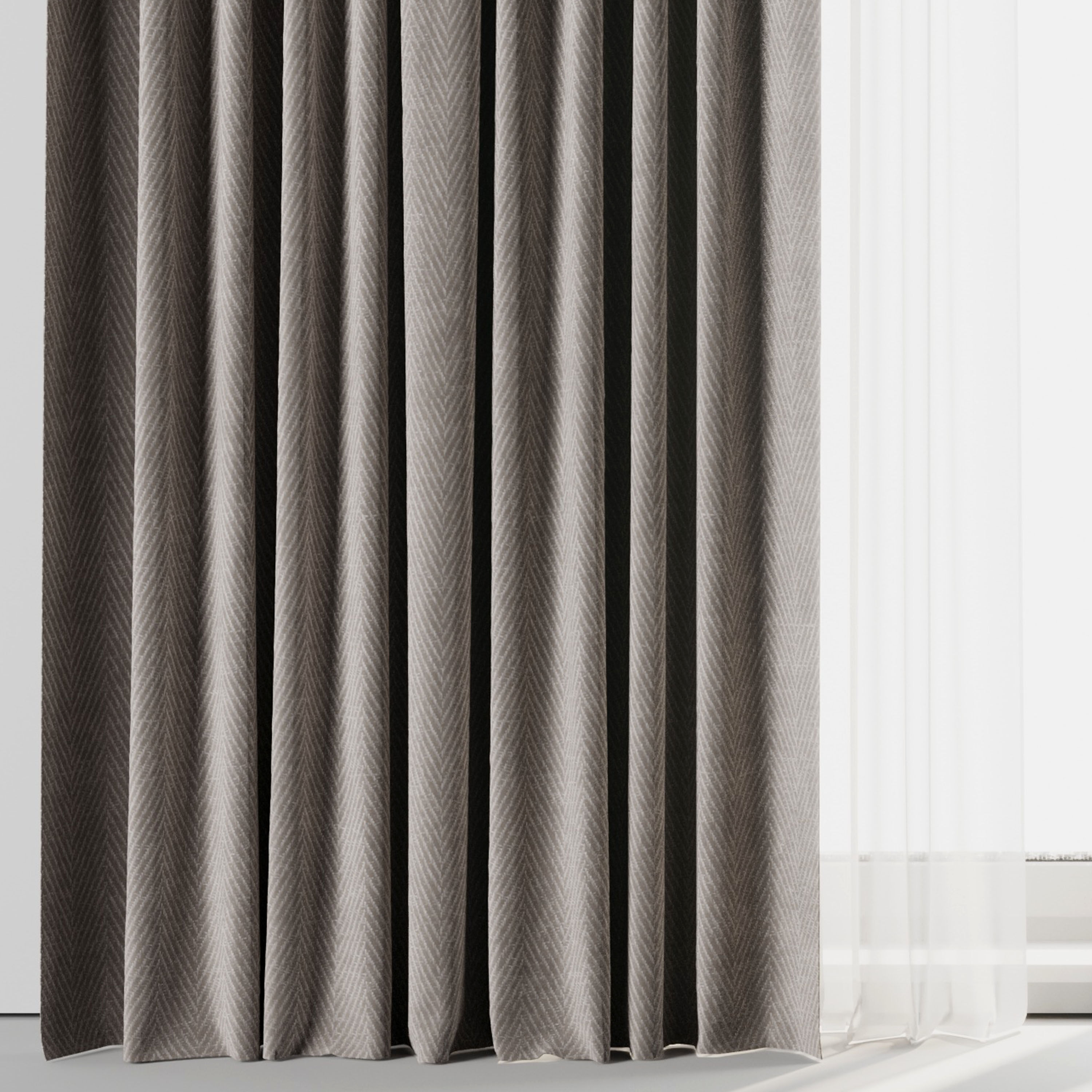 Rod Curtains with Roman blinds brown 20 HBH Low-poly 3D model_1