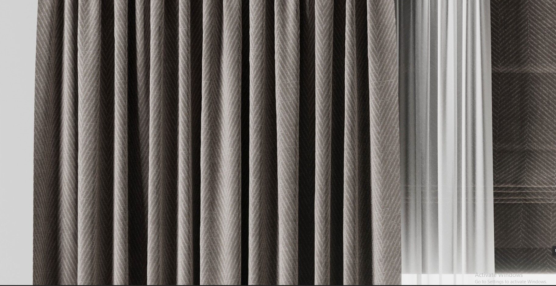 Rod Curtains with Roman blinds brown 20 HBH Low-poly 3D model_9