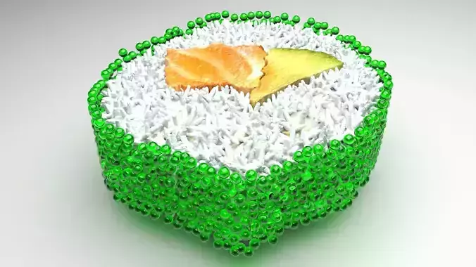 Sushi Roll With Green Caviars