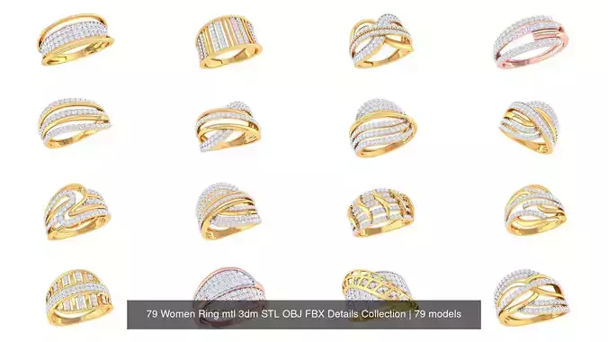 79 Women Ring mtl 3dm STL OBJ FBX Details Collection