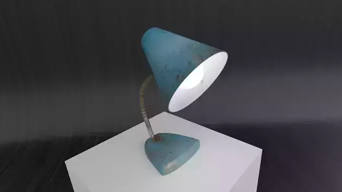 Vintage Rusty Desk Lamp Game-Ready PBR 3D Model