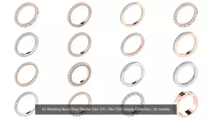 32 Wedding Band Ring Render 3dm STL OBJ FBX Details Collection 32 Wedding Band Ring Render 3dm STL OBJ FBX Details Collection