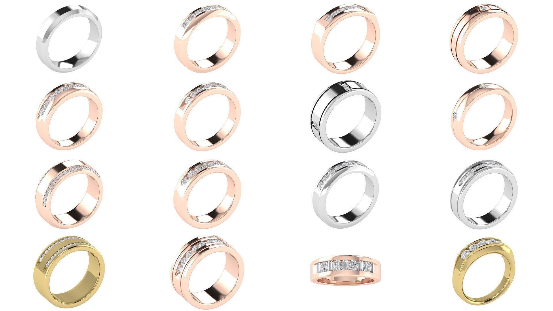 32 Wedding Band Ring Render 3dm STL OBJ FBX Details Collection _1