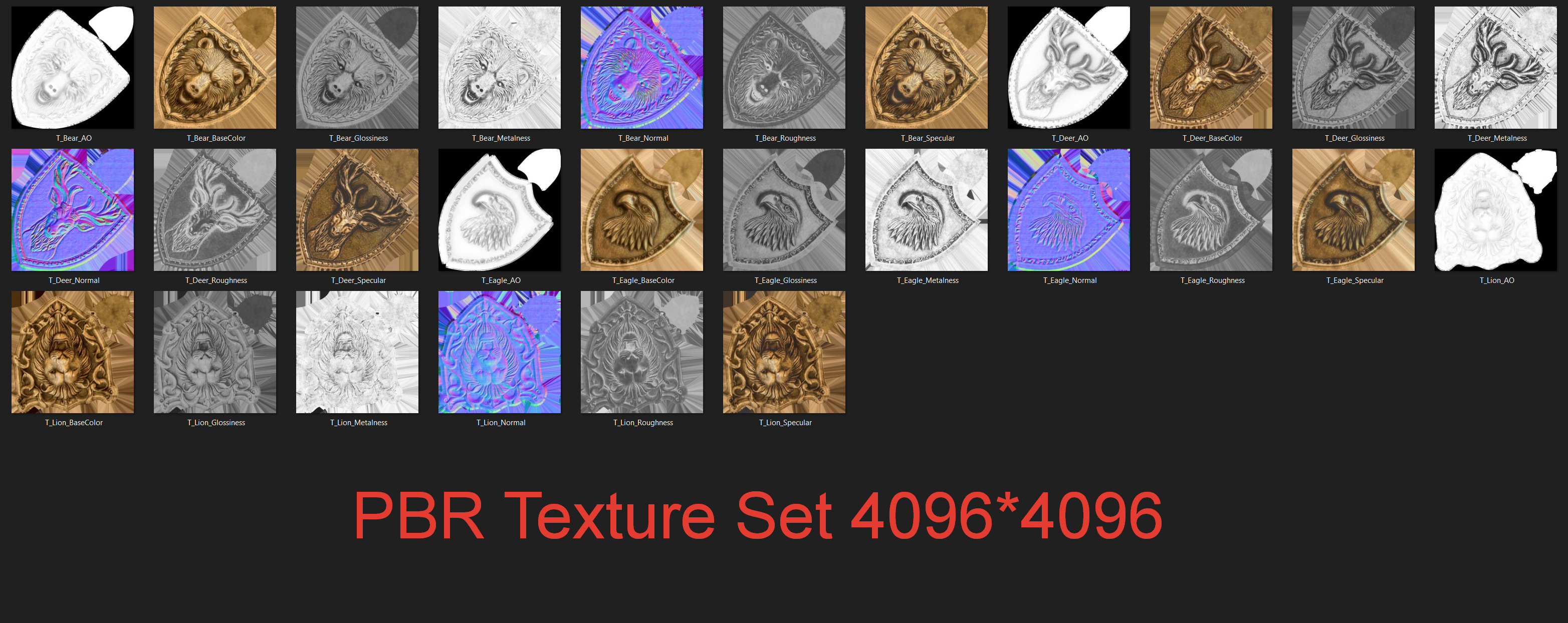 Heraldic Emblem Set PBR Low-poly 3D model_11